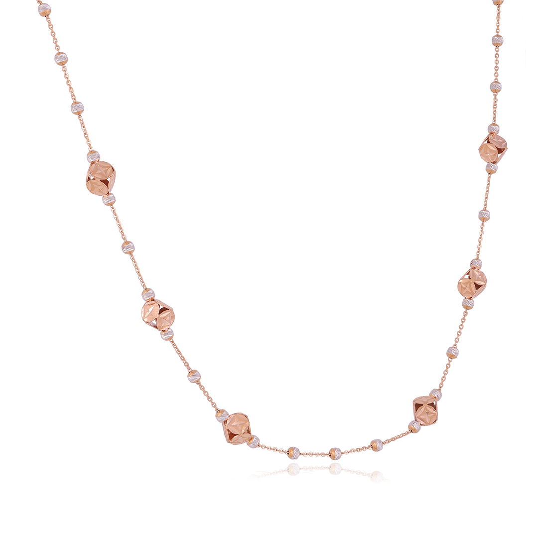 Styled 18 Karat Motif Rose Gold Chain For Women