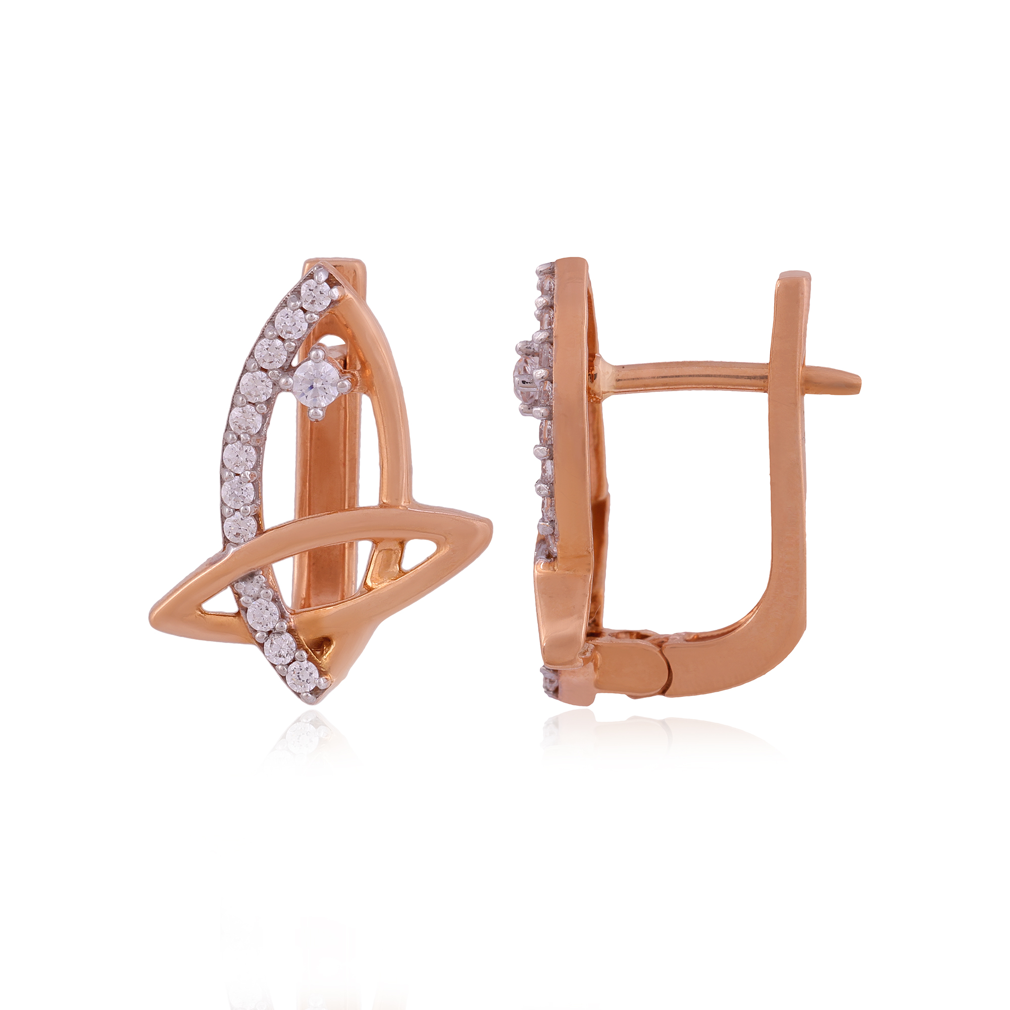 Duo 18 Karat Marquise Rose Gold Stud For Women