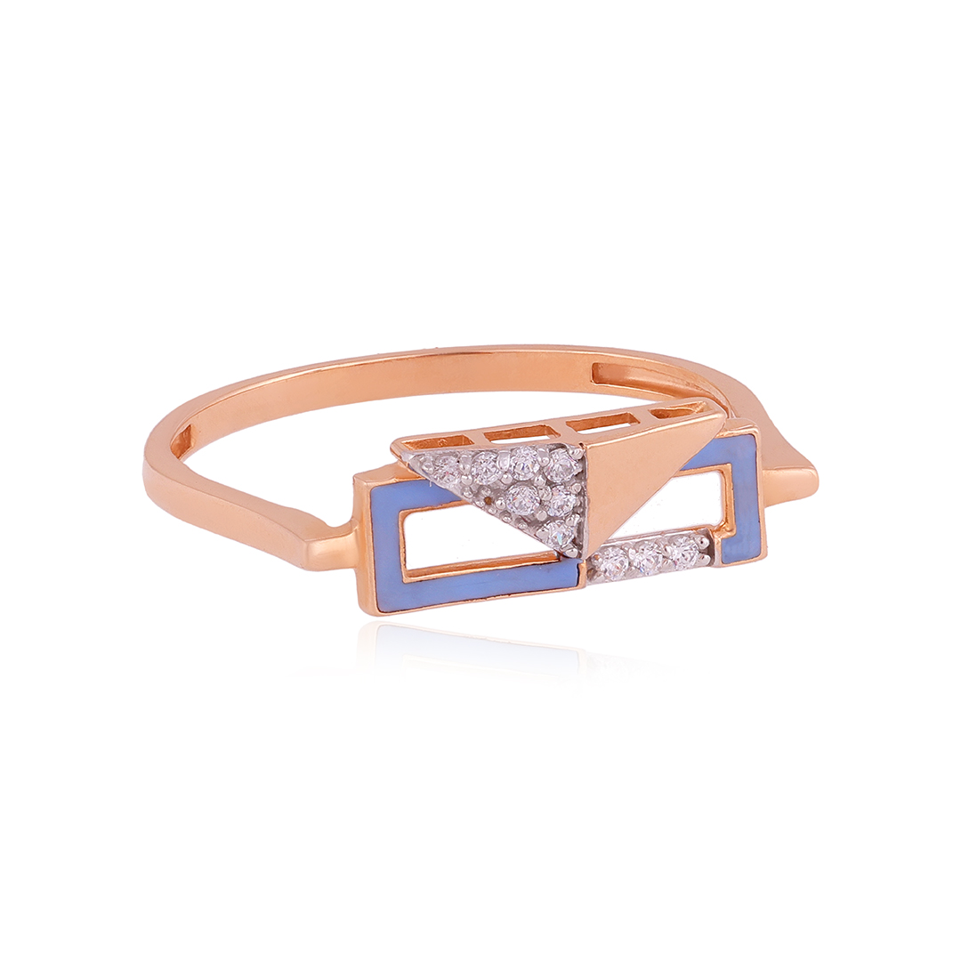 18 Karat Geometric Rose Gold Ring For Women