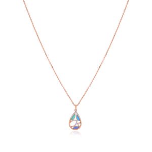 Elite 18 Karat Pear Rose Gold Pendant Chain For Women