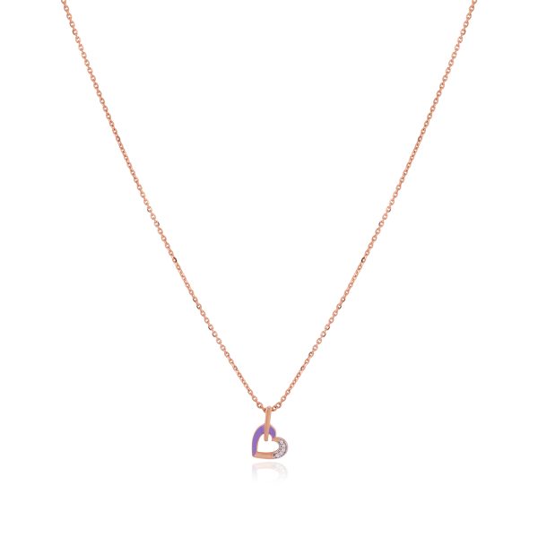 Purple 18 Karat Love Rose Gold Pendant Chain For Women