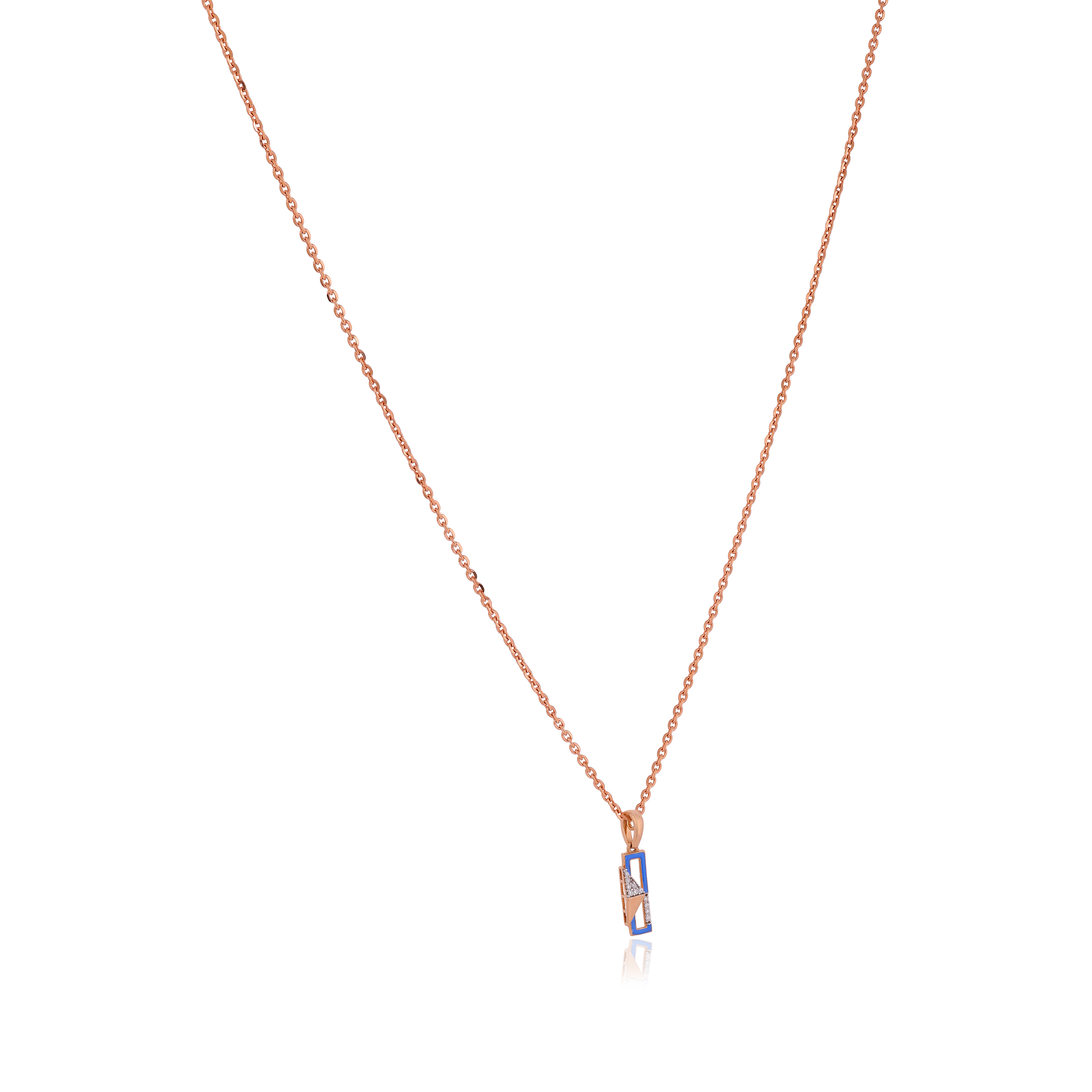 18 Karat Geometric Rose Gold Pendant Chain For Women