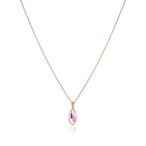 Oval 18 Karat Dual Tone Rose Gold Pendant Chain For Women