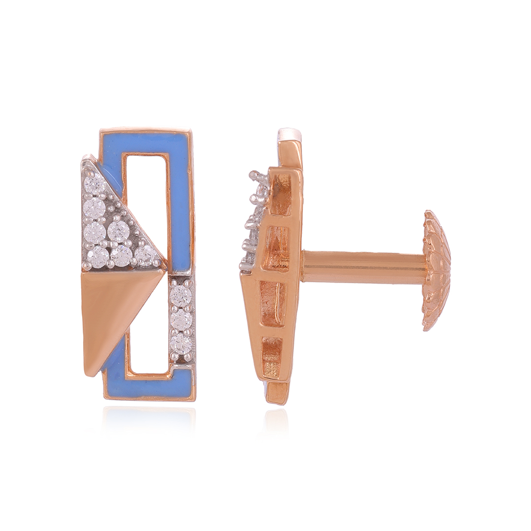 Geometric 18 Karat Rose Gold Stud For Women Geometric 18 Karat Rose Gold Stud For Women