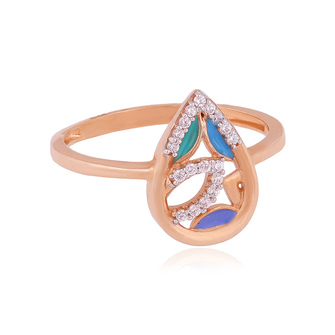 Elite 18 Karat Pear Rose Gold Ring For Women Elite 18 Karat Pear Rose Gold Ring For Women