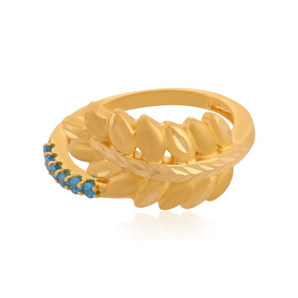 22 Karat Radiant Leafy Yellow Gold Ring For Women