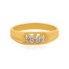 22 Karat Trio Stoned Yellow Gold Ring For Men