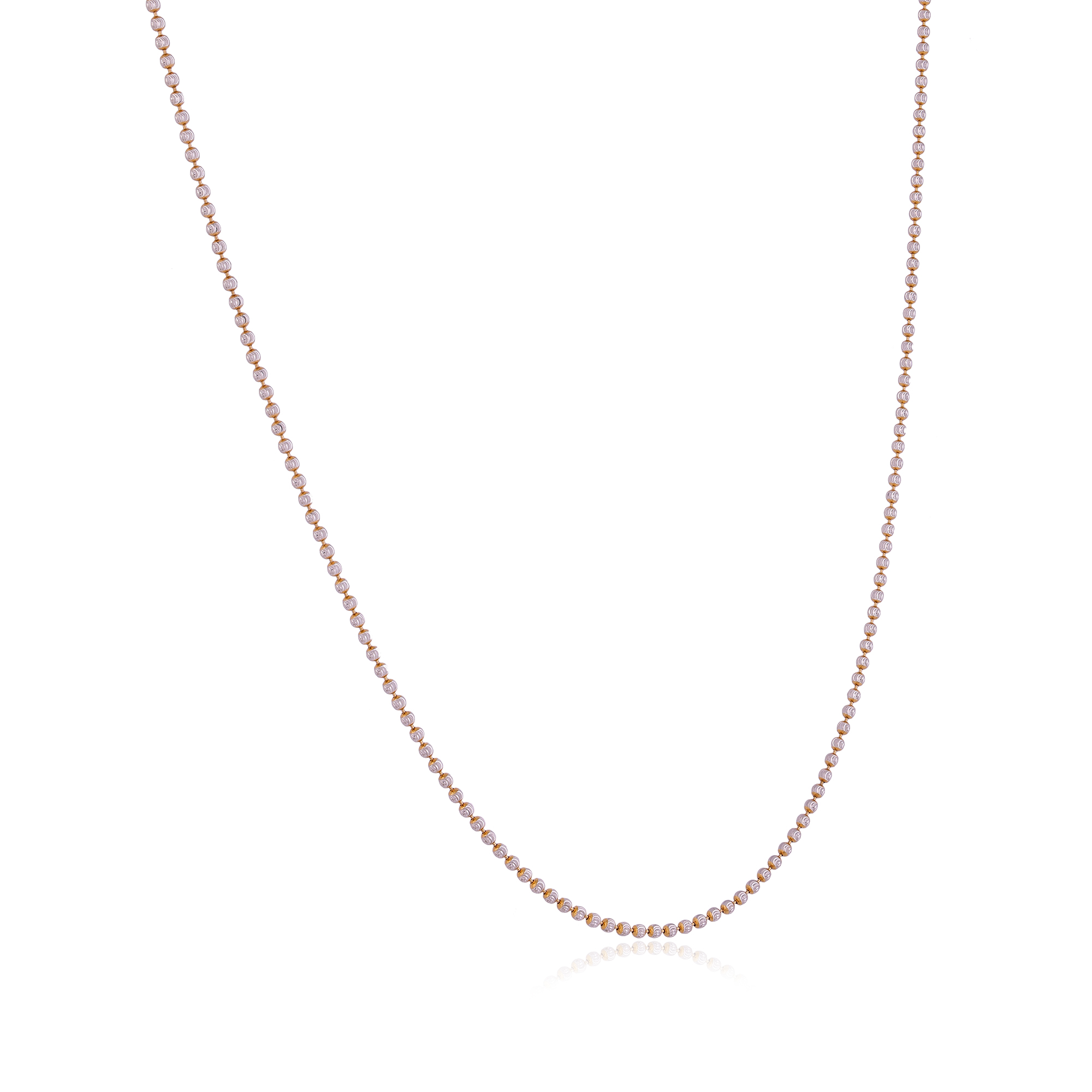 Rhodium 18 Karat Beaded Gold Chain For Women