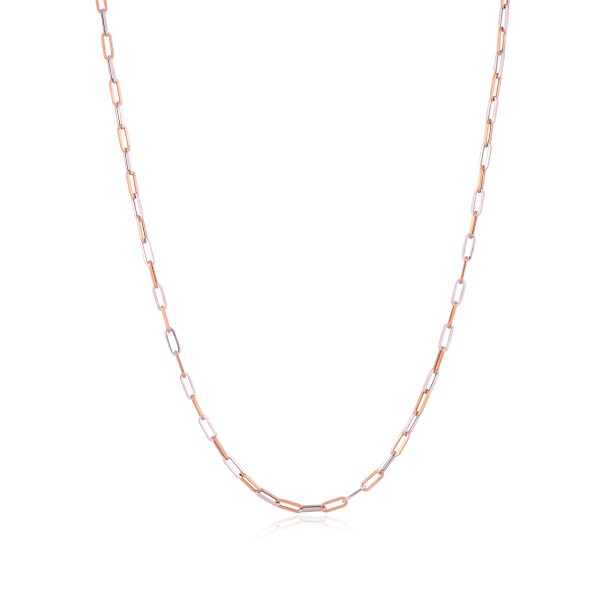 Rectangular 18 Karat Rhodium Cable Gold Chain For Men