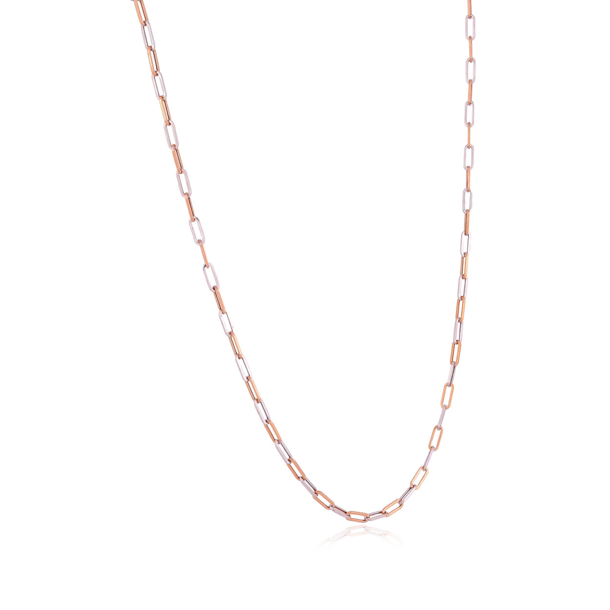 Rectangular 18 Karat Rhodium Cable Gold Chain For Men