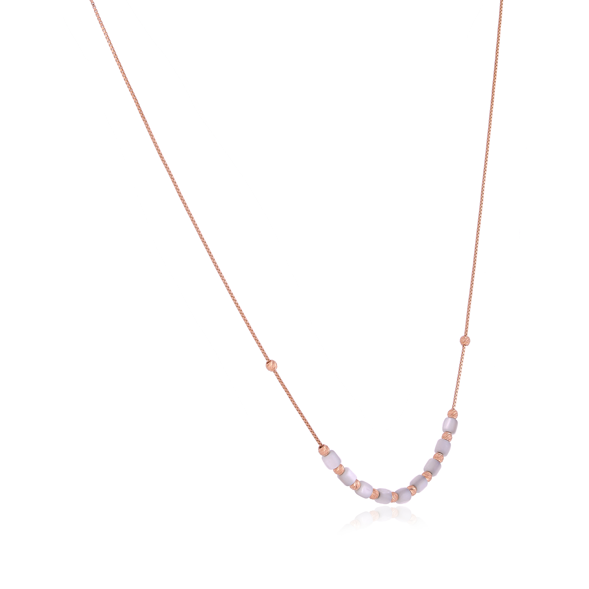 Glamorous 18 Karat Bead Stone Rose Gold Chain For Women
