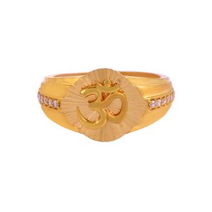 Elegant 22 Karat Om Yellow Gold Ring For Men