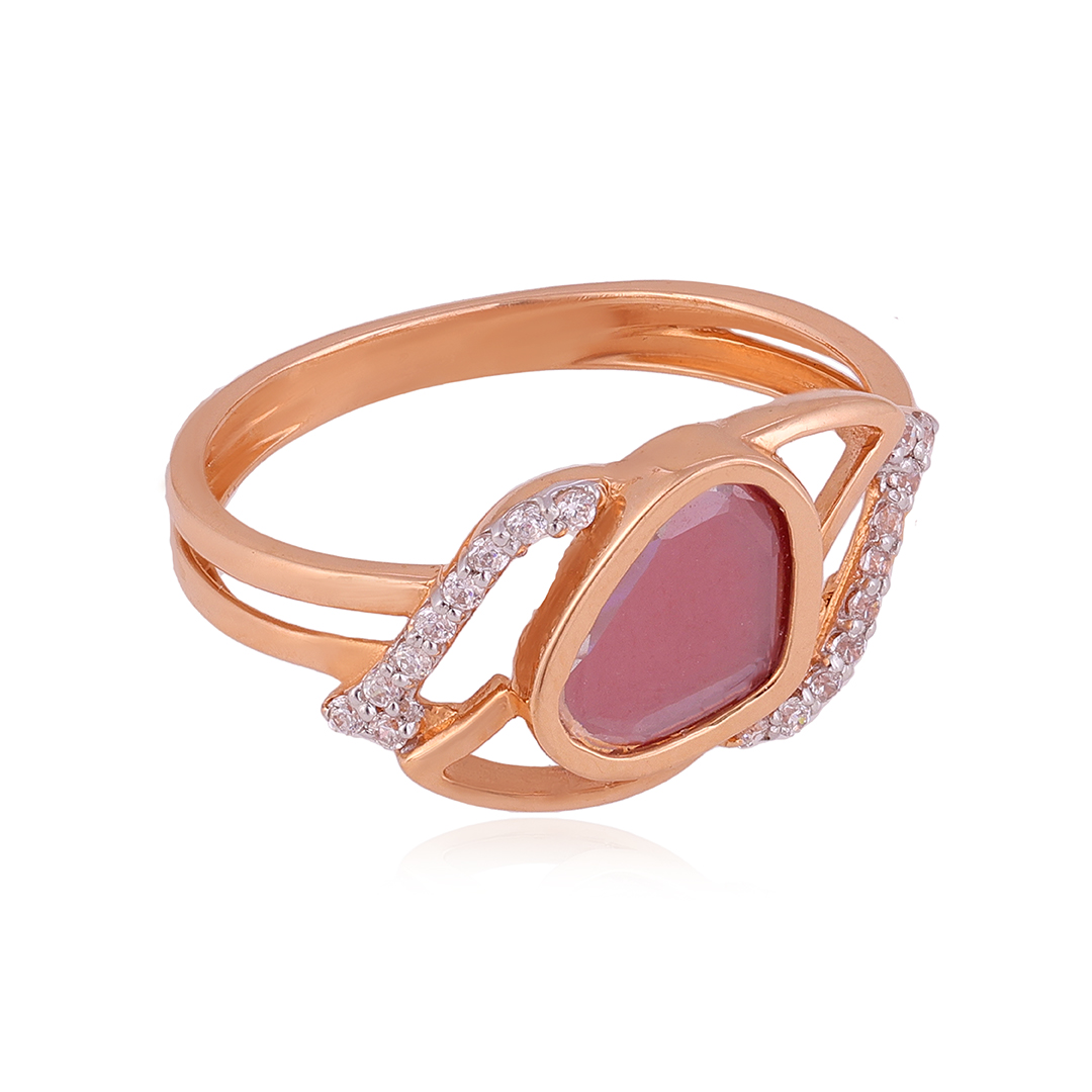 Elite 18 Karat Peach Rose Gold Ring For Women Elite 18 Karat Peach Rose Gold Ring For Women