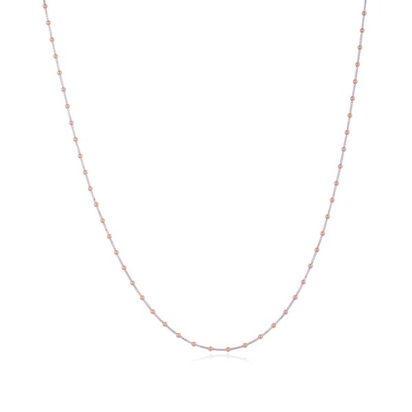 Rhodium 18 Karat Golden Bead Rose Gold Chain For Women