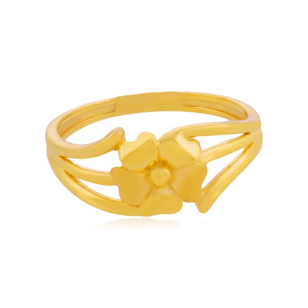 Solitary 22 Karat Yellow Flower Gold Ring For Women