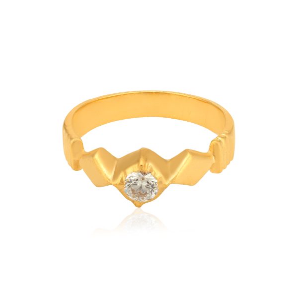 Solitaire 22 Karat Sparkle Yellow Gold Ring For Men