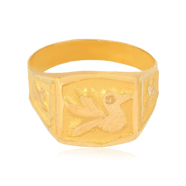 22 Karat Bird Print Box Yellow Gold Ring For Kid