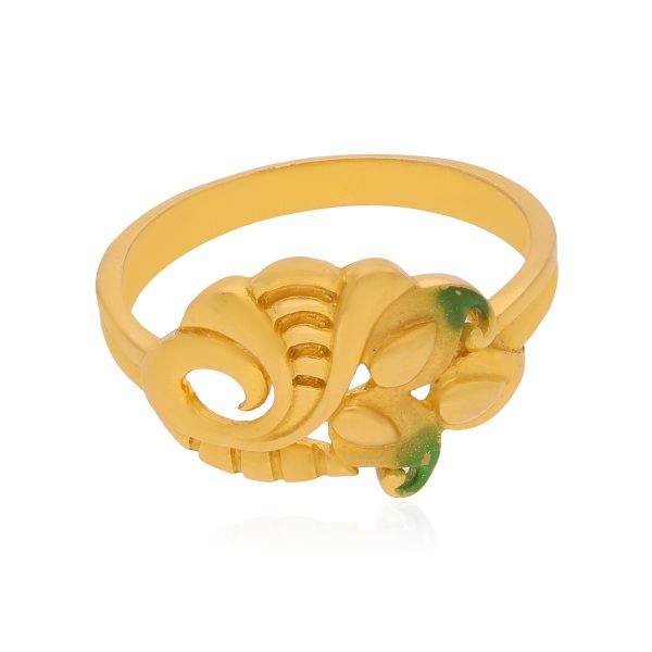 Elite 22 Karat leaf Yellow Gold Ring For Women
