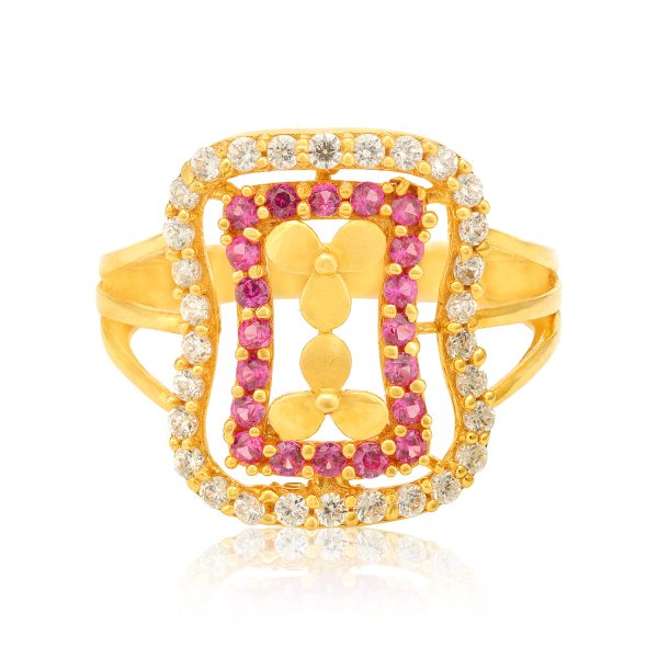 Red 22 Karat Aura Yellow Gold Ring For Women