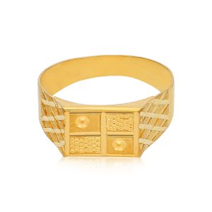 Striped 22 Karat Rectangular Yellow Gold Ring For Kid