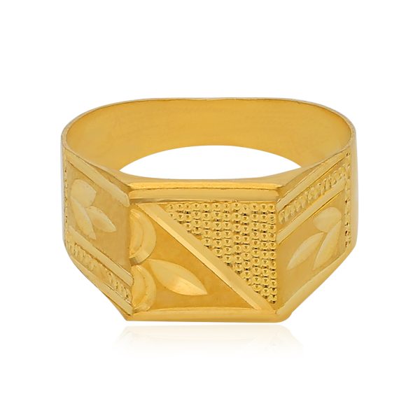 Vintage 22 Karat Leaf Box Yellow Gold Ring For Kid