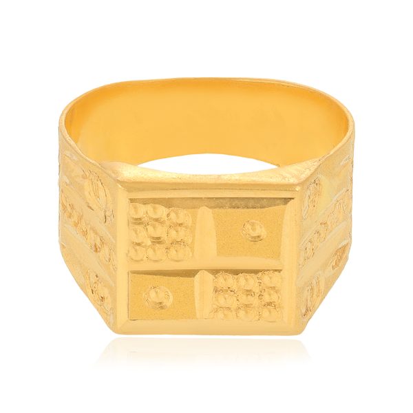 22 Karat Squared Essence Yellow Gold Ring For Kid