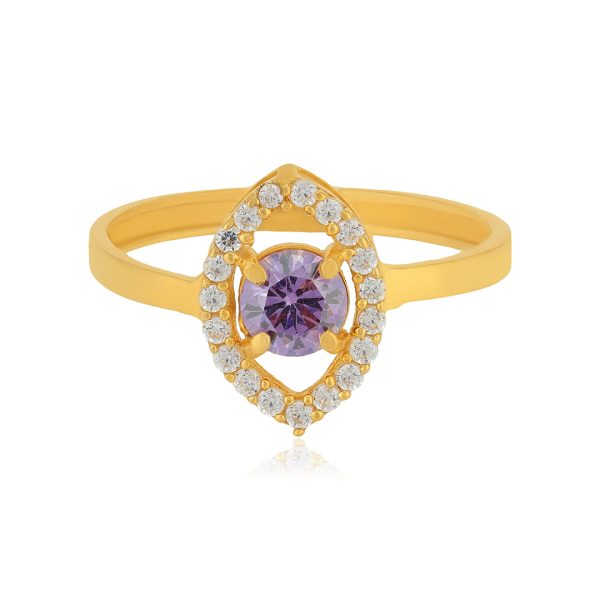 Elite 22 Karat Purple Yellow Gold Ring For Women
