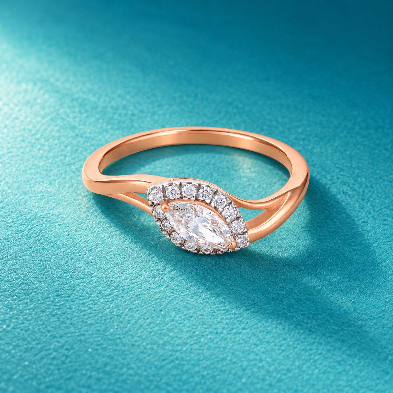 Marquise Halo Bypass Evaglow Diamond Ring