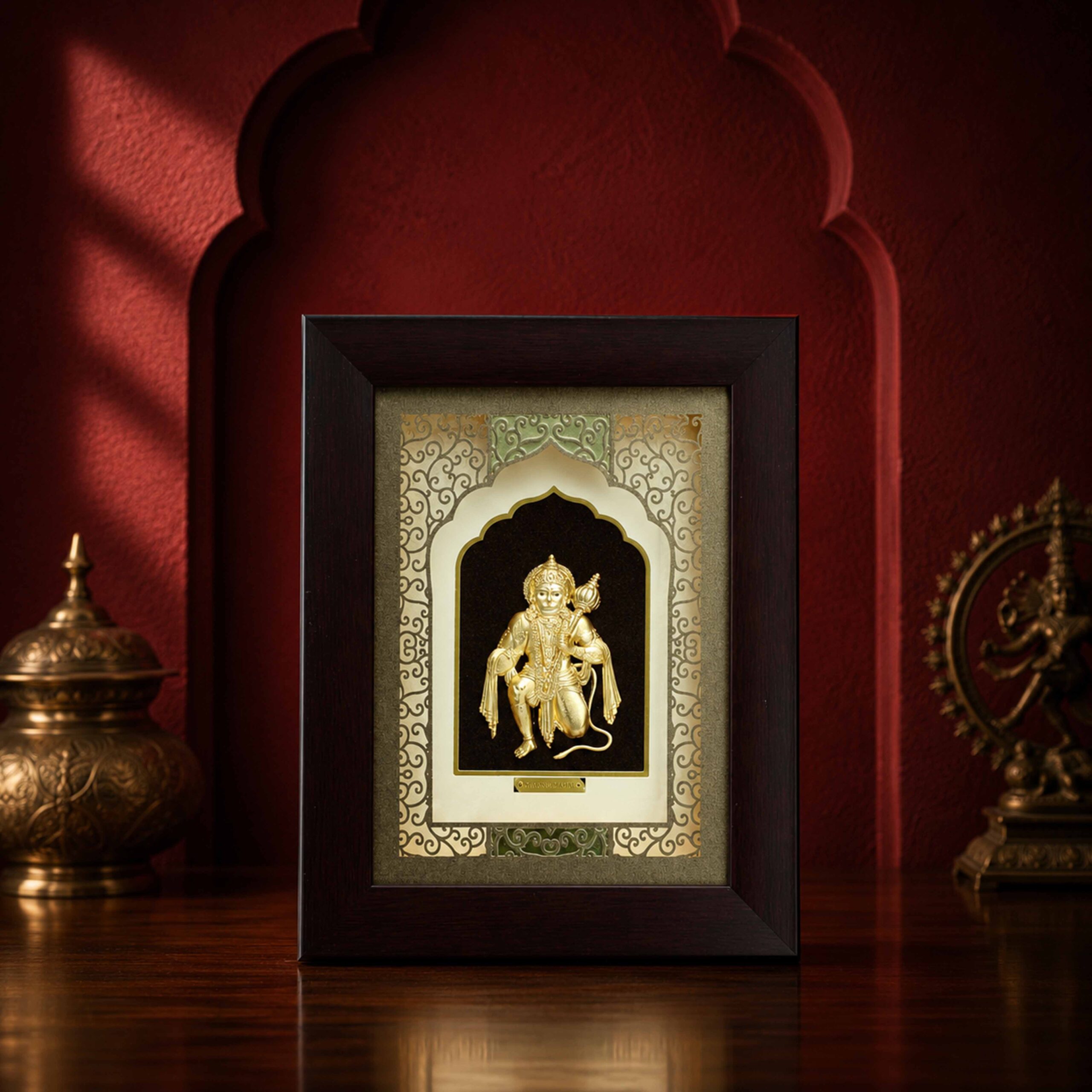 Gold Foil Hanuman Temple Arch Wooden Frame