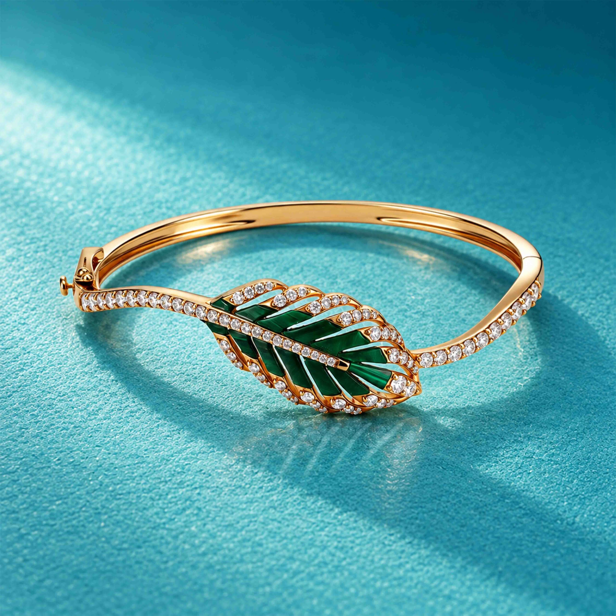 Malachite Radiant Leaf Evaglow Diamond Bracelet