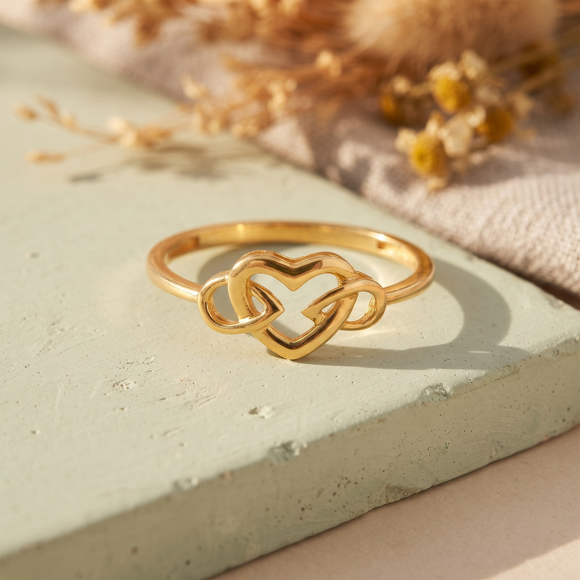 22KT Gold Interlocking Infinity Heart Ring